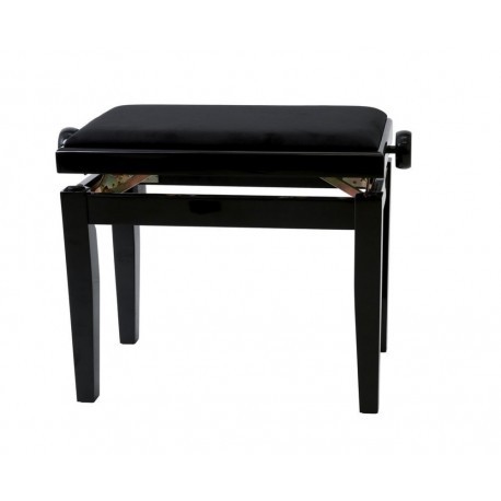 Banqueta de Piano Deluxe Negro Brillante Tapizado negro
