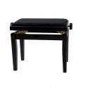 Banqueta de Piano Deluxe Negro Brillante Tapizado negro