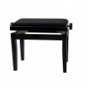 Banqueta de Piano Deluxe Negro Brillante Tapizado negro