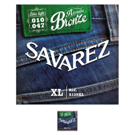 Juego de cuerdas para guitarra acústica savarez a130xl de bronce, 010' - 047'