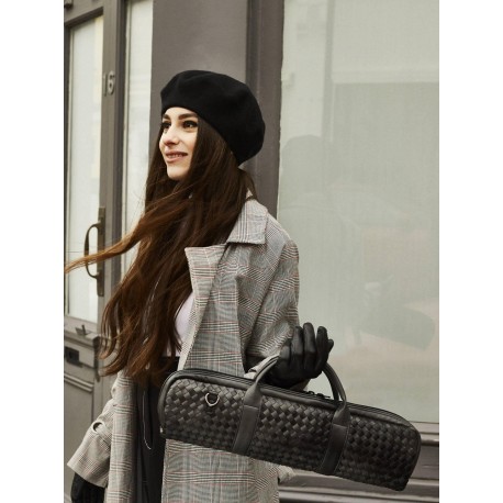 BEAUMONT FUNDA FLAUTA BLACk WEAVE PIELPATA DE SI