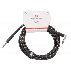 CABLE EK AUDIO PARA GUITARRA JACK - JACK RECTO - ACODADO TELA TRENZADA DE 3 M