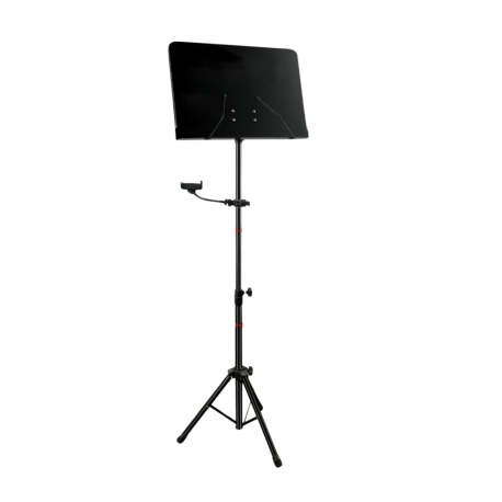 Atril Orquesta TCM MS-533PBK Negro Liso con soporte para movil